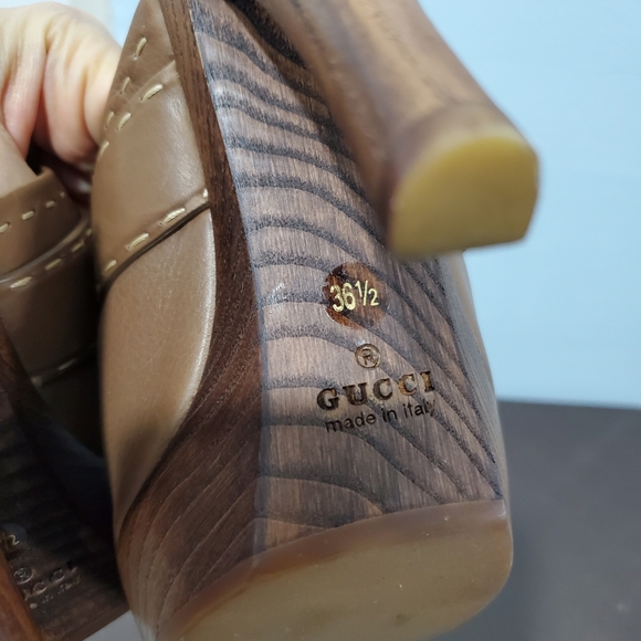 Gucci high heel open toe Platform Mules Sz 6.5 It sz 36.5 - Picture 9 of 15